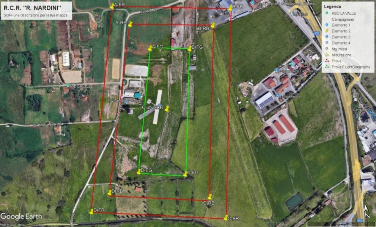 Area di volo (verde) e risk Buffer Area