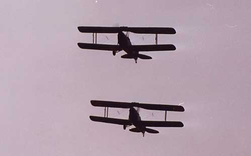 Passaggio di due Tiger Moth provenienti dalla vicina aviosuperficie di Anguillara